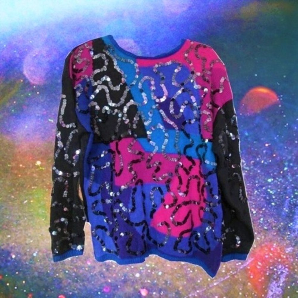 sequins vintage ugly sweater size large